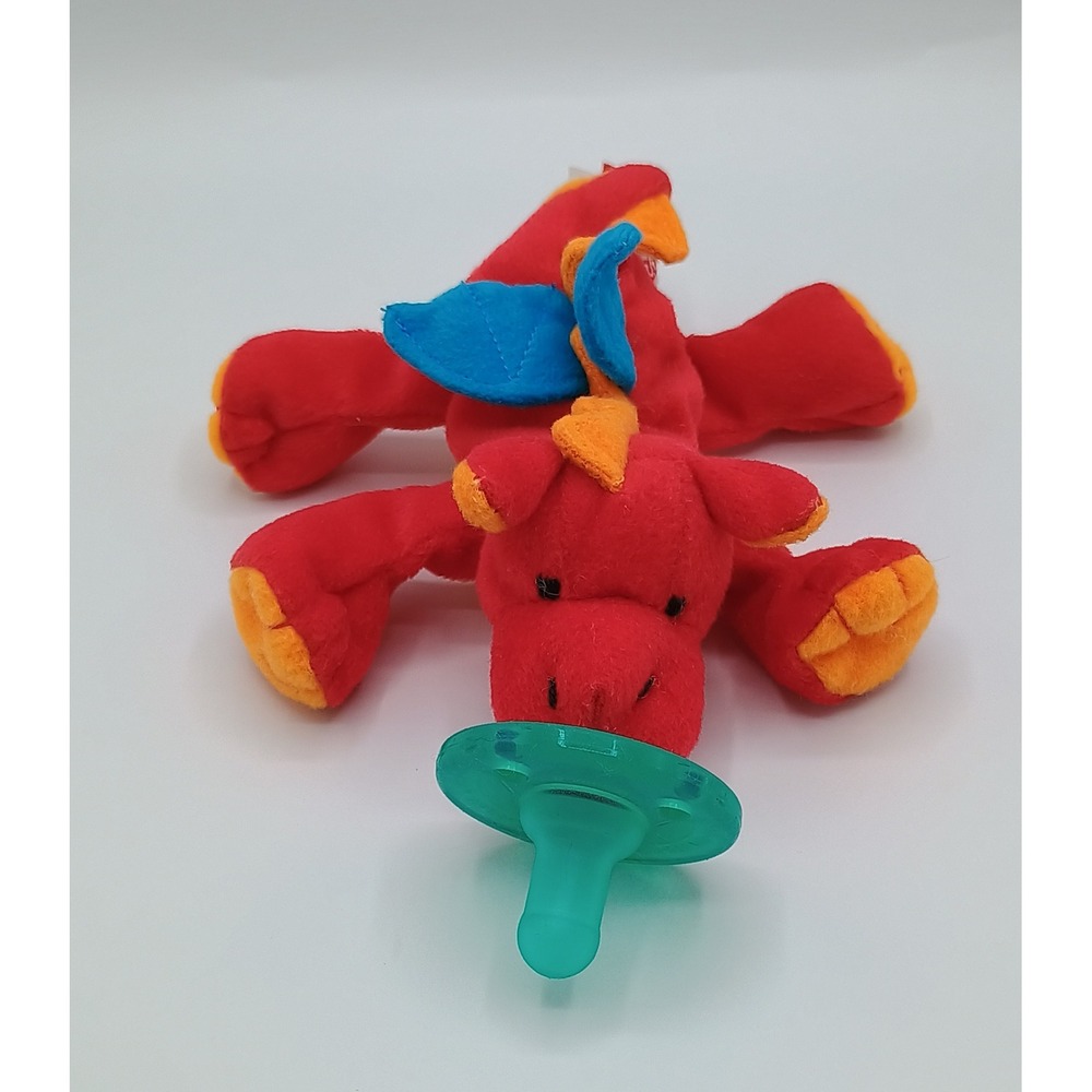 6" Wubbanub Red Orange Blue Dragon Pacifier Plush B4